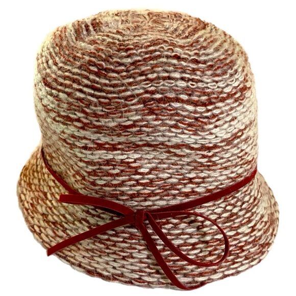 SCALA Clouche Bucket Hat Women’s OS Burgundy White Hand Made. - Picture 1 of 5